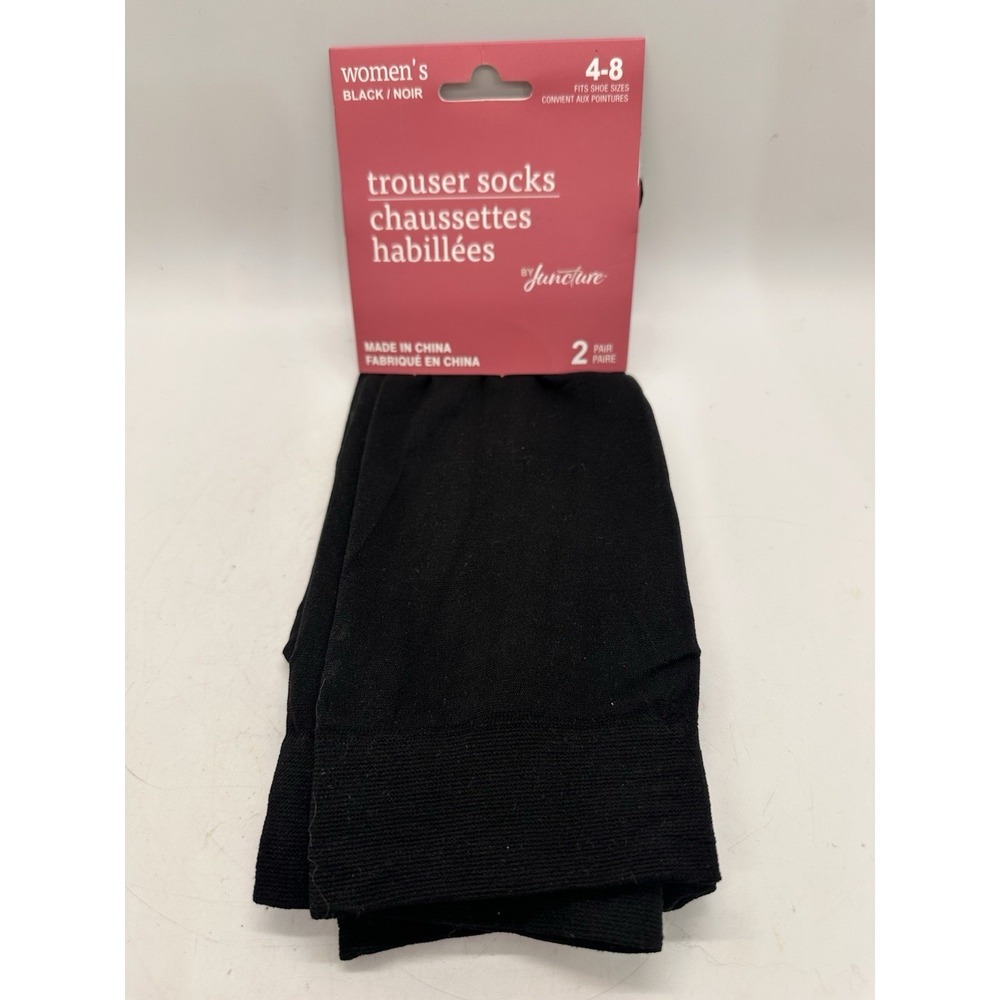 Juncture‎ Womens Trouser Socks 2 Pair Black Size 4-8 Dress Socks New